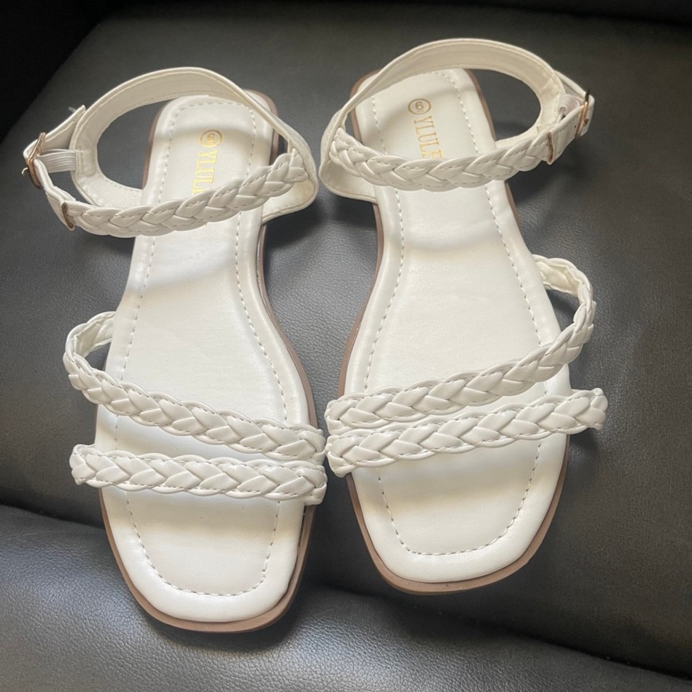 White Braided‎ Strap Sandals